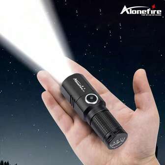 Alonefire Zoomable High Bright Palm Small Mini Flashlight Type-C Rechargeable Portable Hiking Camping Fishing Night Llighting Flash Light