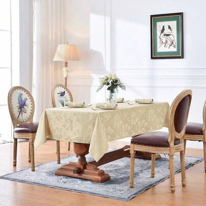 Water-Repellent, Splash-Proof Jacquard Rectangular Tablecloth, Leaf Pattern Decorative Thick Fabric Tablecloth Suitable For Dinner, Party, Holiday