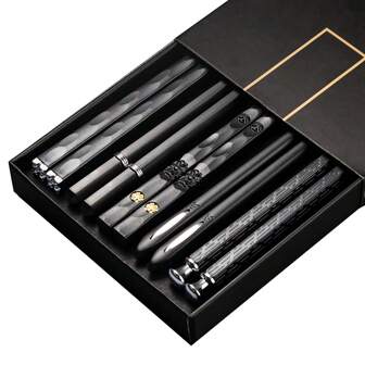 5 Pairs Anti-Slip Alloy Chopsticks With High Aesthetic Value For Home Use,Kitchen,Christmas Gift