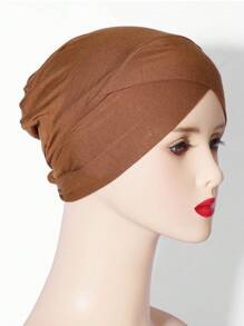 1件装纯色/彩色穆斯林女士原创设计头巾，四季交叉式睡帽 - 彩色 - 查看 14