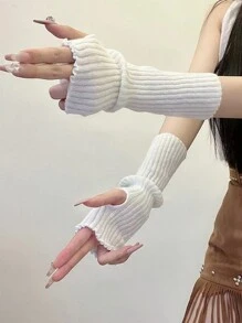 1 双 Y2k 芭蕾风格性感针织保暖袖 Jk 臂套万圣节配饰冬季手套防寒手套 Y2k - A - 查看 1