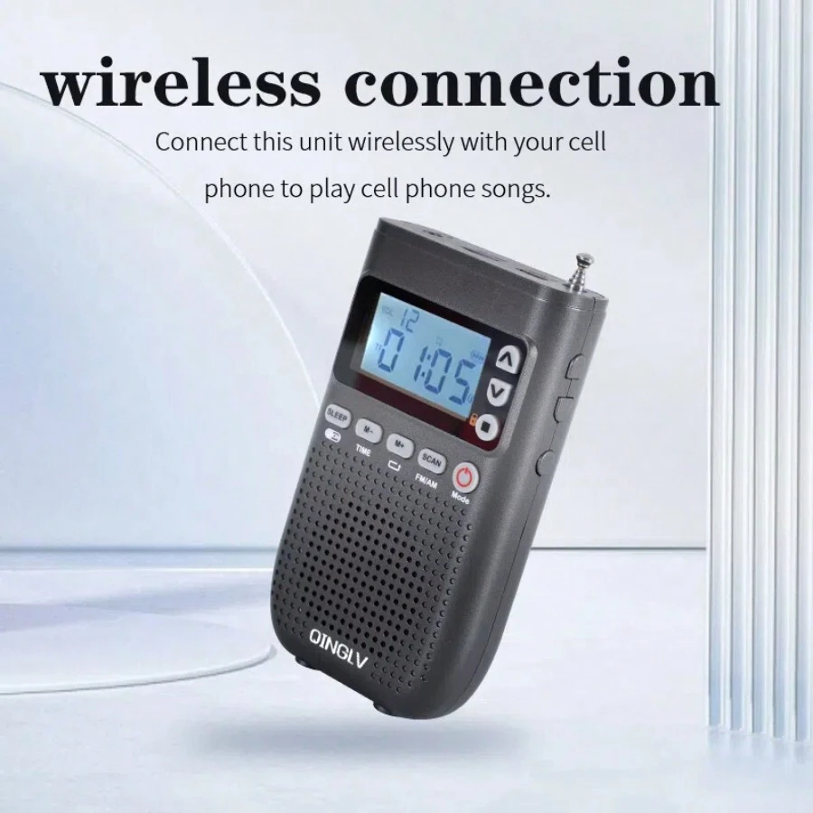 Multifunktionales FM/AM-Radio/Drahtlos-Sender/Drahtlos-Anschluss MP3-Subwoofer, 360 Drehbare, Vertikal Gestreckte Antenne, Der Beste Partner Für Musik- Und Radiohören - Grey - View 1