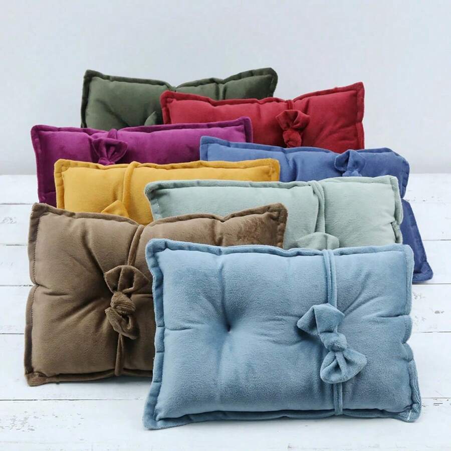 天鹅绒婴儿摆姿枕头新生儿摄影道具蝴蝶结发带套装影楼拍摄背景配件婴儿洗礼复活节礼物适合女孩/男孩