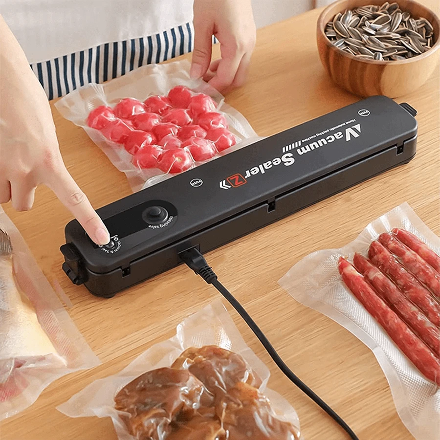 Vacuum Sealer Machine, Dry/Wet/Soft/Oil/Powder Universal, 5 in 1 Household Automatic Vacuum Preservation, One-Touch Automatic Food Sealer - Negro - Ver 1
