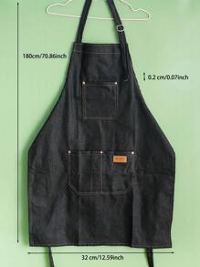 1pc Denim Effect Apron - Black - View 3