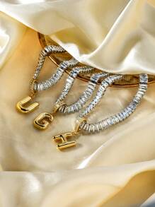 1 pezzo Collana con ciondolo a forma di lettera in rame e zirconia cubica, di stile hip hop, unisex