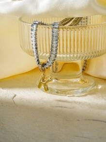 1 pezzo Collana con ciondolo a forma di lettera in rame e zirconia cubica, di stile hip hop, unisex