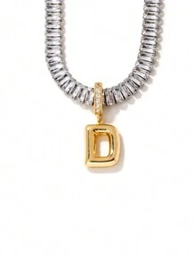 1pc European And American Style Copper Inlaid Cubic Zirconia Quartz Letter Pendant Fashionable All-Match Necklace Accessory - Multicolor - View 25