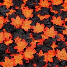 100/200/300pcs Halloween Fake Maple Leaf Fall Decorations Realistic Fall Wedding Decorations Halloween Party Table Centerpieces Fake Fall Leaf Crafts, - Multicolor - View 8