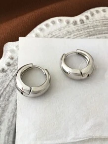 2pcs Gold Plated Hoop Earrings, Unisex, Earrings For Bride, Wedding Party, INS Style Accessories, Gift For Friends, Girlfriend, Wife, Mother, Valentine's Day, Mother's Day - Silver - View 5