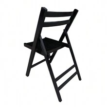 Set Of 4, Furniture Slatted Wood Folding Special Event Chair - Black, FOLDING CHAIR, FOLDABLE STYLE - 黑色 - 查看 5