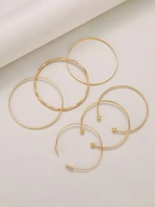 6 chiếc vòng tay xoắn kim loại tối giản, phù hợp cho nam và nữ đeo hàng ngày - Vàng - Xem 4