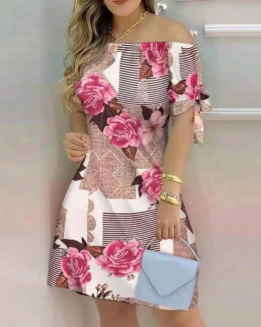 2024 vestidos estampados sexys de moda caliente para mujer - Rosa coral - Ver 1