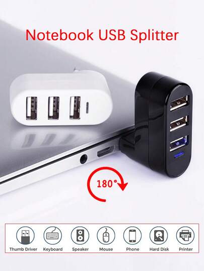 携帯用 3ポート 高速USBハブ - スイベル、プラグアンドプレイアダプターにより、パソコンやノートパソコンの接続を拡張