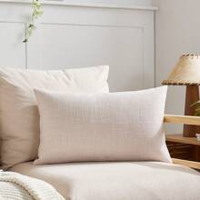 1 件米色纹理装饰枕套（不含枕芯），现代农舍亚麻外观凸起纹理靠垫套，适用于卧室、餐厅、床、沙发、汽车、装饰、所有季节 - 米色 - 查看 7