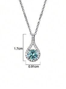 1pc Lightweight And Luxurious 925 Silver 1 Carat Multicolored Moissanite Pendant Necklace, Suitable For Women's Daily Wear, Wedding Necklace, Eternal Necklace, Valentine's Day, Shiny Women's Jewelry Gift. Valentines