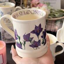 1 Peça Caneca Cerâmica Floral Francesa Retrô de 350ml, Copo de Água de Grande Capacidade, Caneca de Café, Presente de Aniversário Único de Volta às Aulas