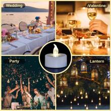 200/100/50pcs Flameless Tea Lights Warm White Lighting Included CR2032 Battery Last More Than 200+Hours Flickering Fake Tealights For Holiday Decoration, Birthday Party Decoration, Prayer Blessing, Wedding Decoration And Other Scenes. - 暖白-200包 - 查看 2