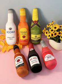 Fournitures pour animaux de compagnie - Poupée en peluche en forme de bouteille de vin pour que les chiens mâchent et jouent, disponible en plusieurs couleurs (pour utilisation animale seulement)
