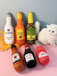 Fournitures pour animaux de compagnie - Poupée en peluche en forme de bouteille de vin pour que les chiens mâchent et jouent, disponible en plusieurs couleurs (pour utilisation animale seulement)