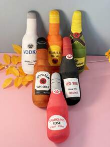 Fournitures pour animaux de compagnie - Poupée en peluche en forme de bouteille de vin pour que les chiens mâchent et jouent, disponible en plusieurs couleurs (pour utilisation animale seulement)