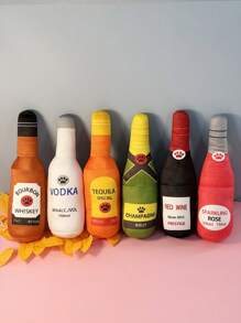 Fournitures pour animaux de compagnie - Poupée en peluche en forme de bouteille de vin pour que les chiens mâchent et jouent, disponible en plusieurs couleurs (pour utilisation animale seulement)