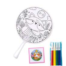 A Set Of Handmade Graffiti Fans Plus Random Watercolor Pens Creative DIY Painting Small Fans Cartoon Blank Round Fan Educational Toys Suitable For Entertainment Gifts - Multicolor - View 9