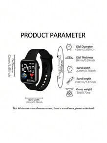 3pcs/Set Sports Cartoon Square Shaped Electronic Watch, Heart Shaped Number Silicone Bracelet & Necklace Set For Boys And Kids, Gift - Black - View 5