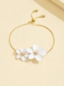 1 pièce Bracelet ajustable pour femmes, de conception raffinée et luxueuse, avec une décoration florale blanche qui apporte une fraîcheur estivale. Parfait pour un port quotidien, les vacances à la plage, les fêtes et en cadeau pour la famille et les amis. Saint-Valentin, maman, mère, Fête des Mères, cadeau