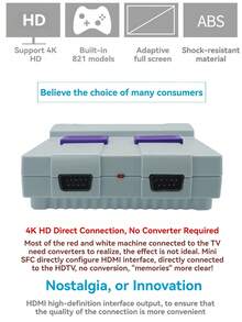 A Home Game Console 821 Games Connected With TV Wired Gamepad, High Definition, Card Slot, Classic Retro Game Box, Arcade, Two-Player Childhood Memories Red And White Gaming Machine - Light Grey - View 5