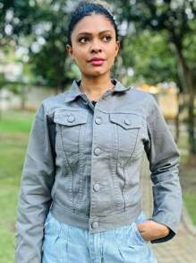 liberty moda Women Denim Jackets & Coats - Dark Grey - View 4