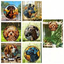 1pc, Cute And Colorful Dog Stained Window Hanging, Loyal Companion, Dog Lover Sign Gift For Mom, Family, Lover, Friends, Funny Acrylic Round Wreath Sign For Garden, Yard, Home, Door Welcome, Outdoor General Color Decorative Art, Sun Catcher, Window Decor For Dog Lovers, Car Interior Decoration, Car Rearview Mirror Hanging Decoration, Multiple Dogs Decorations To Choose From,Home Decor ,Room Decor,Wall Decor Gifts Birthday Graduation