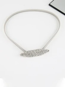 1pc Women's Rhinestone Diamond Shaped Metal Elastic Waist Belt Halloween Summer, School Fall, Autumn, Halloween - A - View 10