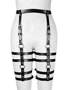 1pc Leather Hip Harness Women Sexy Lingerie Accessory Adjustable Thigh Wasit Belt Garters Strap Lady - Black - View 5