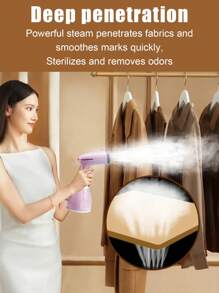 Portable 2-In-1 Handheld Steam Clothes Steamer,Fast Heating, Powerful Penetrating Steam, Large Removable Tank, Sterilizes And Removes Odors - Ideal For Home, Travel, And Business 15s Fast Heat-Up