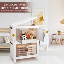 26.5 Gal Storage Bins With Lids, Folding Storage Box With Doors And Wheels, Collapsible Plastic Storage Bins For Closets, Stackable Storage Organizer, Storage Containers For Closet (3 Pack) - Beige - View 4