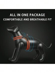 包括牵引绳、适合中型和大型犬的透气反光背带，简单耐用 - 橘色 - 查看 5