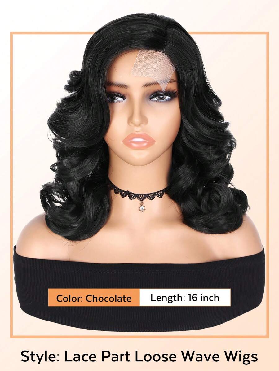 10 Inch 16 Inch Loose Wave Lace Part Wig Plain Nature Curly Synthetic