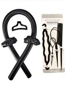 8 件裝女式黑色海綿大波浪捲髮器,無熱且溫和,適合日常使用