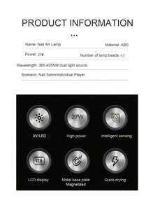 57顆LED珠專業UV LED指甲燈，反光不鏽鋼金屬底板，快速加熱並迅速乾燥指甲凝膠油，DIY家庭美甲沙龍必備，插電式電動機器 - 查看 3
