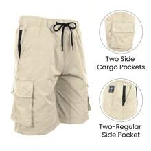 2-Pack Men's Moisture Wicking Performance Quick Dry Cargo Shorts - 海軍藍 & 卡其色 - 查看 4