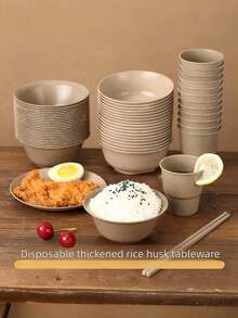 Một Thìa, Một Bát, Bộ Dao Kéo Rơm Lúa Mì Bằng Nhựa Nhà Bếp, Đĩa Ăn Tối, Đĩa Tráng Miệng, Bát Ngũ Cốc, Cốc, Bộ Dao Kéo Cắm Trại Ngoài Trời Bằng Nhựa Nhiều Màu Sắc Không Thể Phá Hủy - Nhiều màu - Xem 2