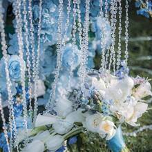 Hilo de guirnalda de cuentas de cristal, rollo de guirnalda de cuentas de diamante acrílicas iridiscentes y transparentes para manualidades, cortinas de cuentas, decoraciones de fiesta de bodas, guirnalda de cristal de plástico para adornos del árbol de Navidad - Multicolor - Ver 2