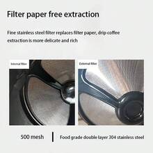 One Piece Simple Style Stainless Steel Folding Filter Household Hanging Ear Coffee Dripper Double Layer Filter Paper Free Black And White Color Durable And Portable - Multicolor - View 4