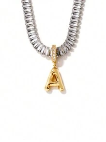 1pc European And American Style Copper Inlaid Cubic Zirconia Quartz Letter Pendant Fashionable All-Match Necklace Accessory - Multicolor - View 10