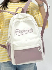 Mochila minimalista de alta capacidad con bloques de color - Multicolor - Ver 4