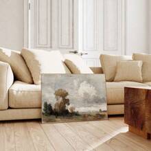 1入組無框秋天農舍風景復古海報，鄉村田野樹木牆藝術復古油畫印刷，適用於客廳、臥室和現代家居裝飾 - 杏色 - 查看 4