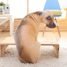 1入真實 3D 形狀坐墊，毛絨沙皮狗和斑點狗填充辦公室午睡枕頭，可拆卸並可清洗金毛獵犬動物枕頭 - 彩色 - 查看 4