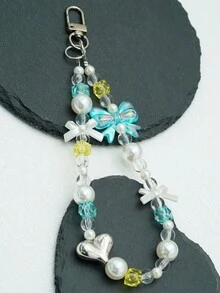 1pc Bow Pearl Beaded Decor Chain For Bags, Phones, Keychains - Bow - View 4