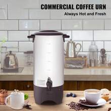 Commercial Coffee Urn 50Cups/7.5qt Large Coffee Dispenser Stainless Steel 1000W Electric Coffee Maker Urn For Quick Brewing Hot Water Urn With Detachable Power Cord For Easy Cleaning